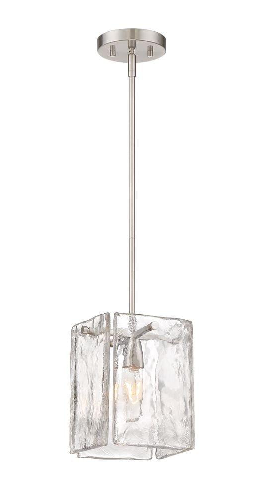 Madison Square Satin Platinum Mini Pendant with Artisan Clear Glass