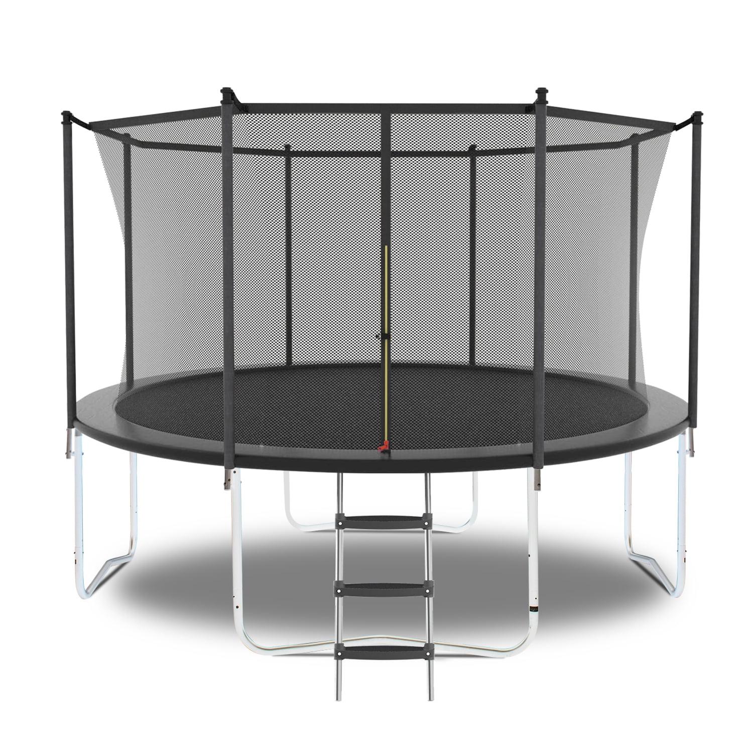 8FT Black Round Trampoline with Safety Enclosure Net