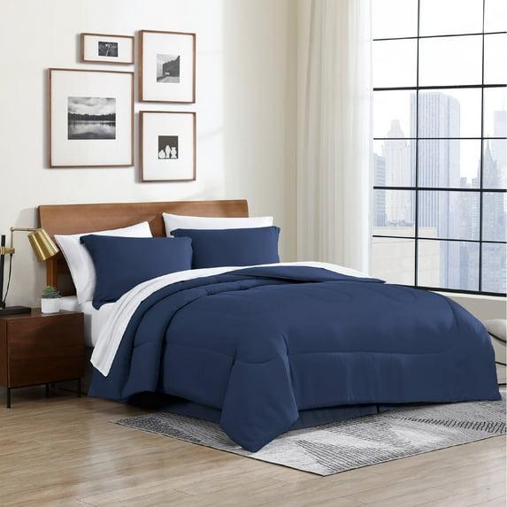 Swift Home | 8-Piece Ultra Soft Solid Bed-In-A-Bag Bedding Set Indigo Full
