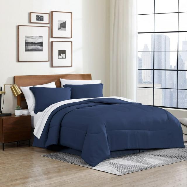 Swift Home | 8-Piece Ultra Soft Solid Bed-In-A-Bag Bedding Set Indigo King