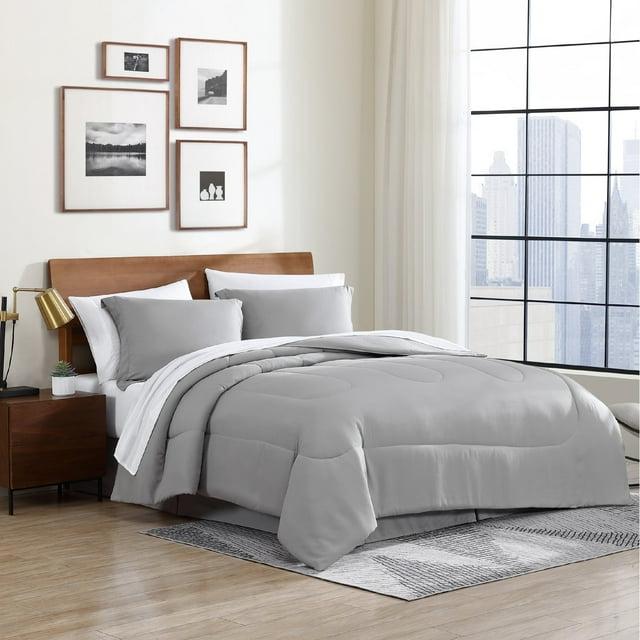 Swift Home | 8-Piece Ultra Soft Solid Bed-In-A-Bag Bedding Set Light Gray Queen