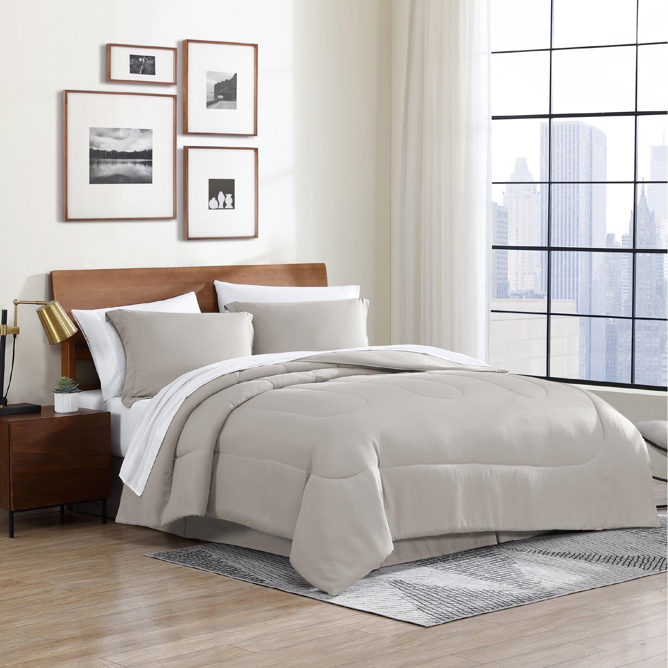 Swift Home | 8-Piece Ultra Soft Solid Bed-In-A-Bag Bedding Set Taupe Queen