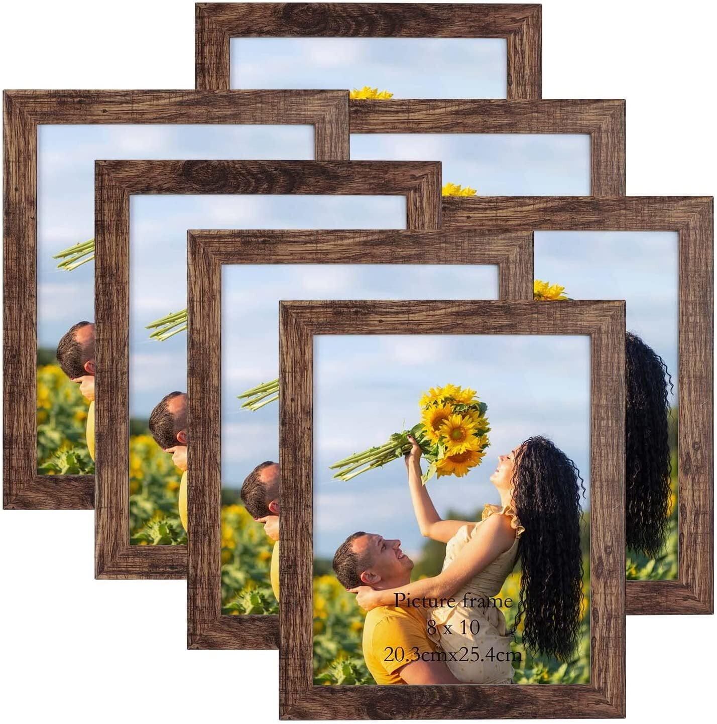 Rustic Brown 8x10 Picture Frame Set for Wall or Tabletop