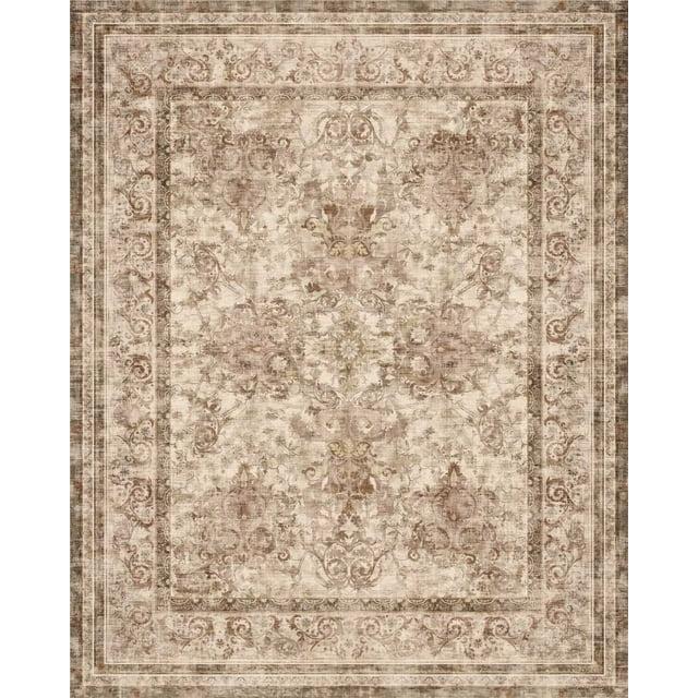 SONGMICS HOME Area Rug, 8x10 ft Living Room Rug, Non-Slip Carpet, Farmhouse Style Rug, Home Decor, Machine Washable, Cappuccino Beige