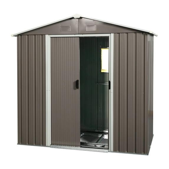 Gray 8ft x 4ft Aluminum Frame Outdoor Storage Shed with Window
