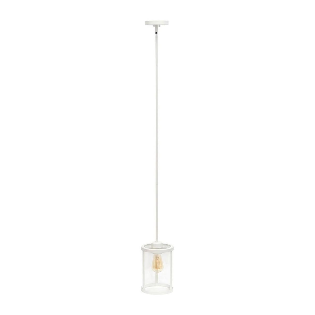 9.25" Adjustable Traditional Vintage Modern Industrial Farmhouse 1-Light Metal Hanging Ceiling Pendant, White