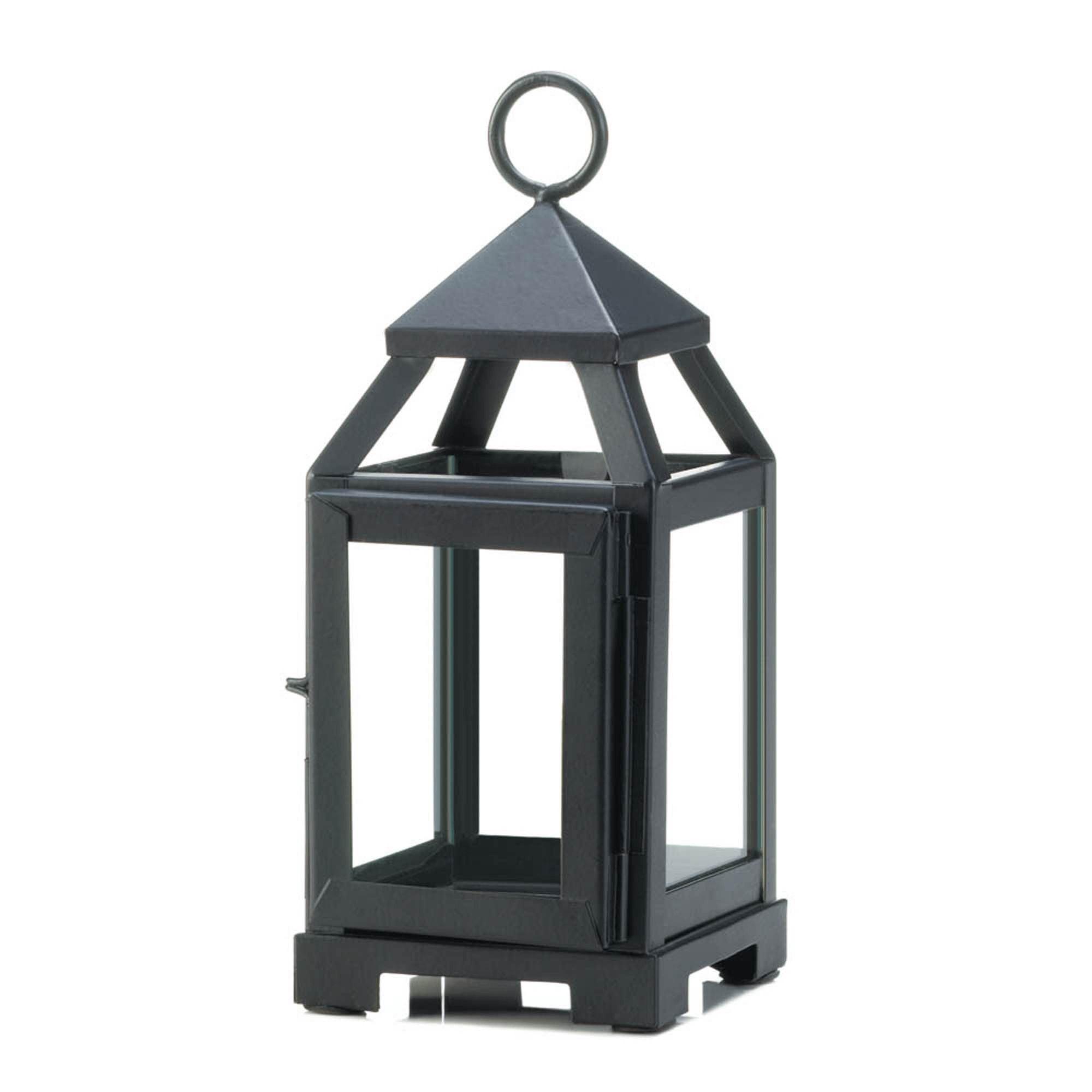 Black Iron and Glass Hanging Candle Lantern