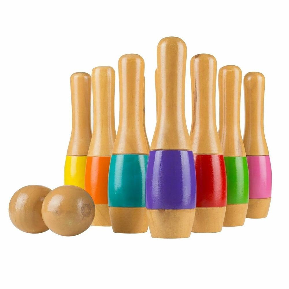 Colorful 9.5 Inch Wooden Lawn Bowling Game Set