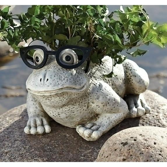 Roman 9.75" Frog Spring Outdoor Patio Garden Planter - Gray