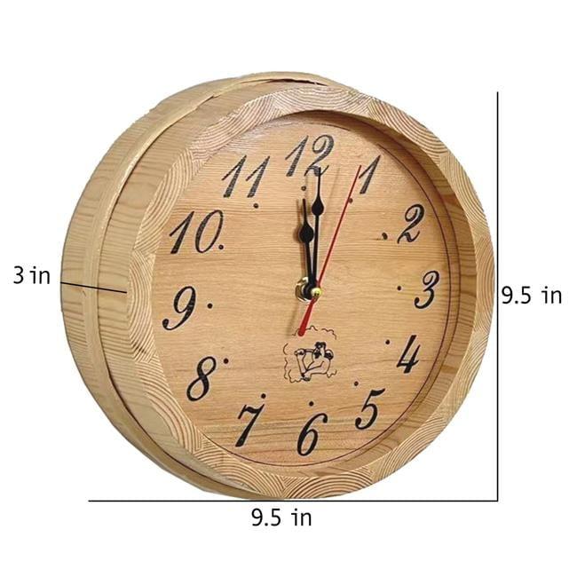 Natural Pine Wood 9.5 Inch Sauna Spa Analog Clock