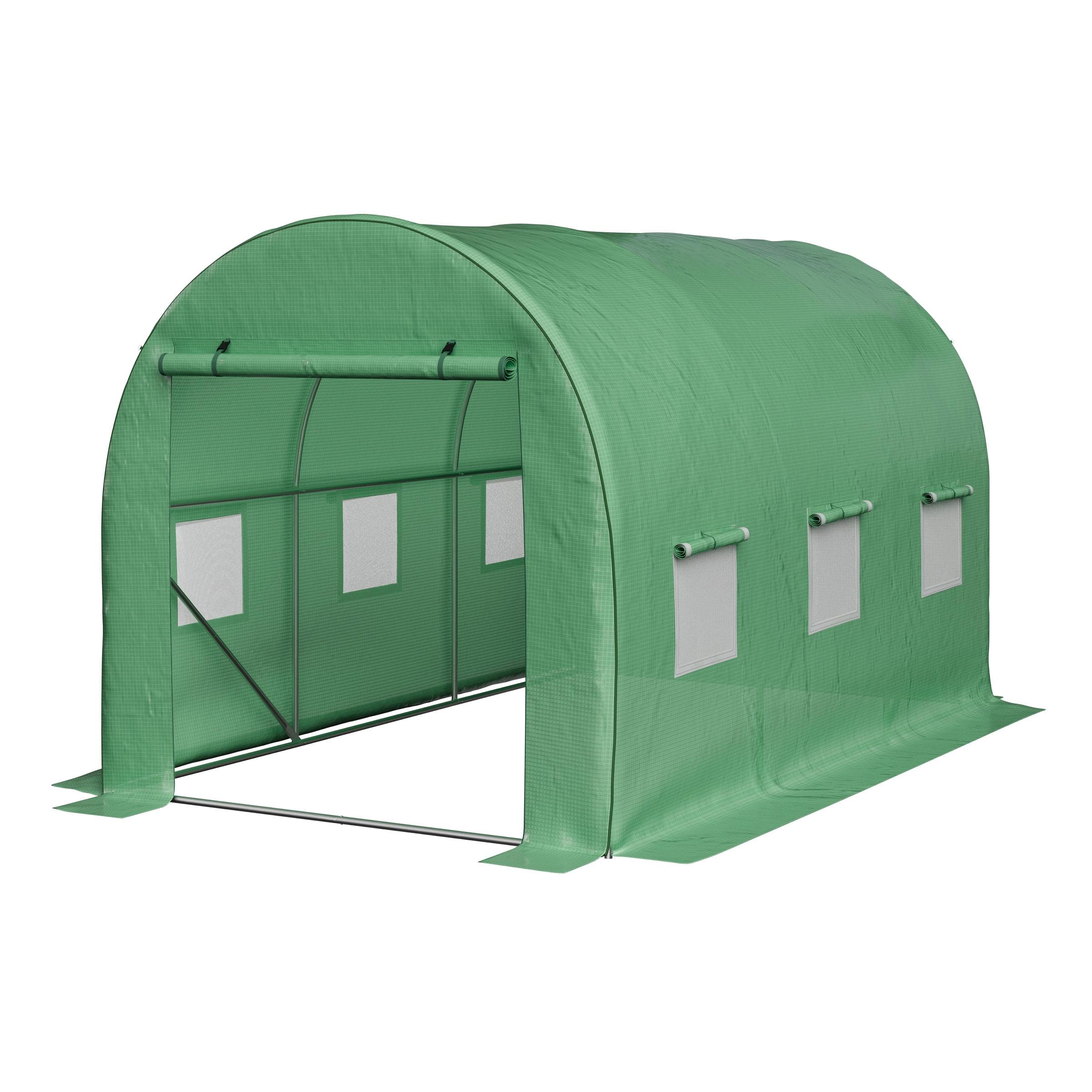 Green Polyethylene Walk-In Greenhouse with Steel Frame