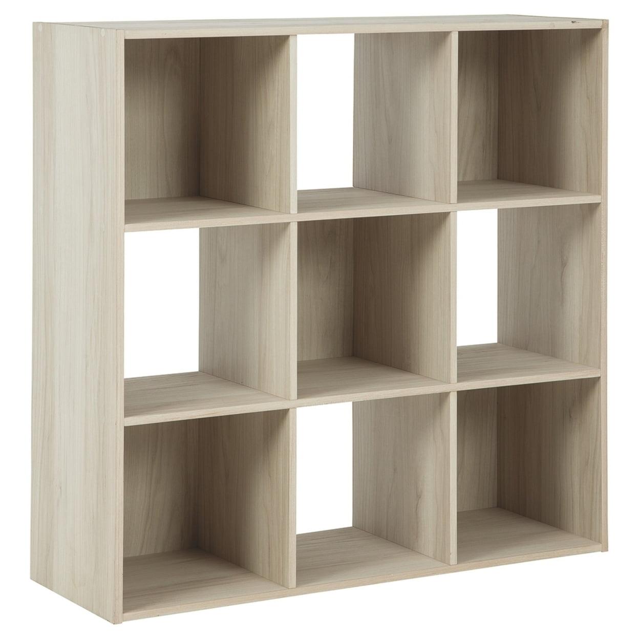 Natural Brown 9-Cube Solid Wood Organizer with Grain Details