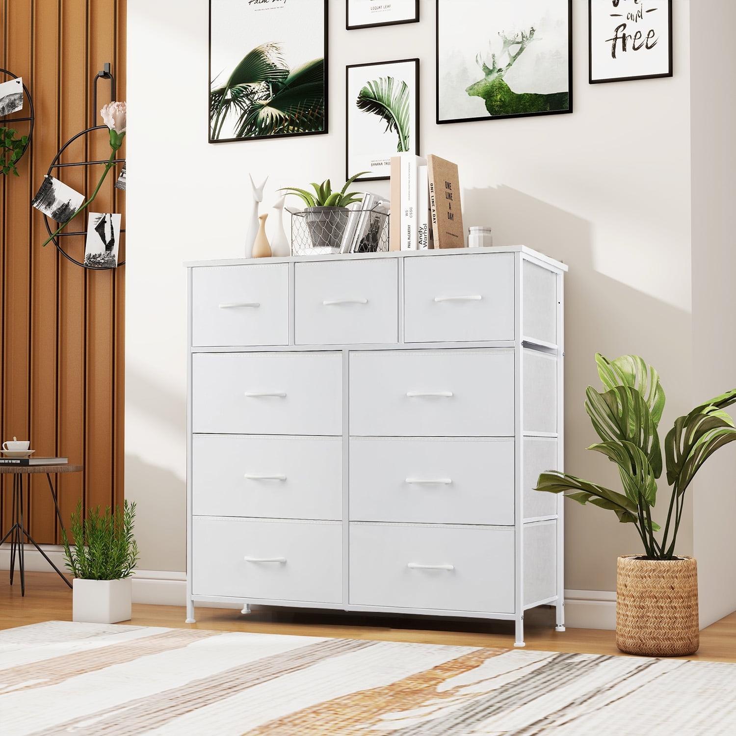 White 9-Drawer Nursery Chest with Deep Drawers and Levelers