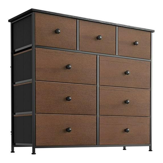 REAHOME 9 Drawer Steel Frame Bedroom Storage Organizer Chest Dresser with Waterproof Top, Adjustable Feet, and Wall Safety Attachment, Espresso