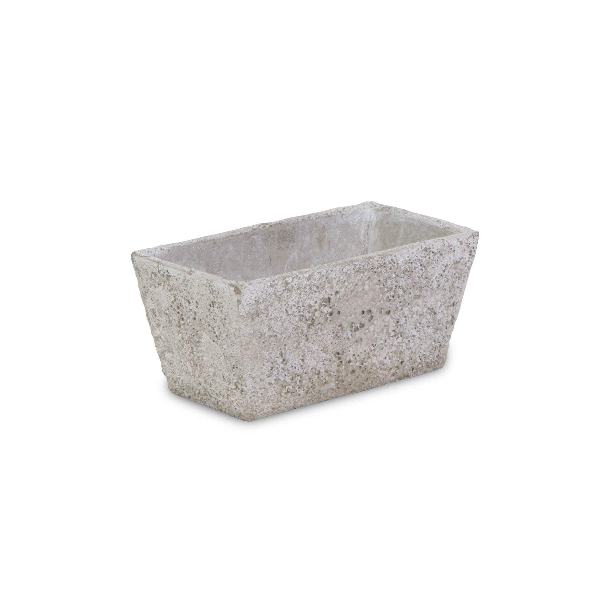 HomeRoots 9" Gray Speckle Glaze Cement Indoor Outdoor Rectangular Pot Planter