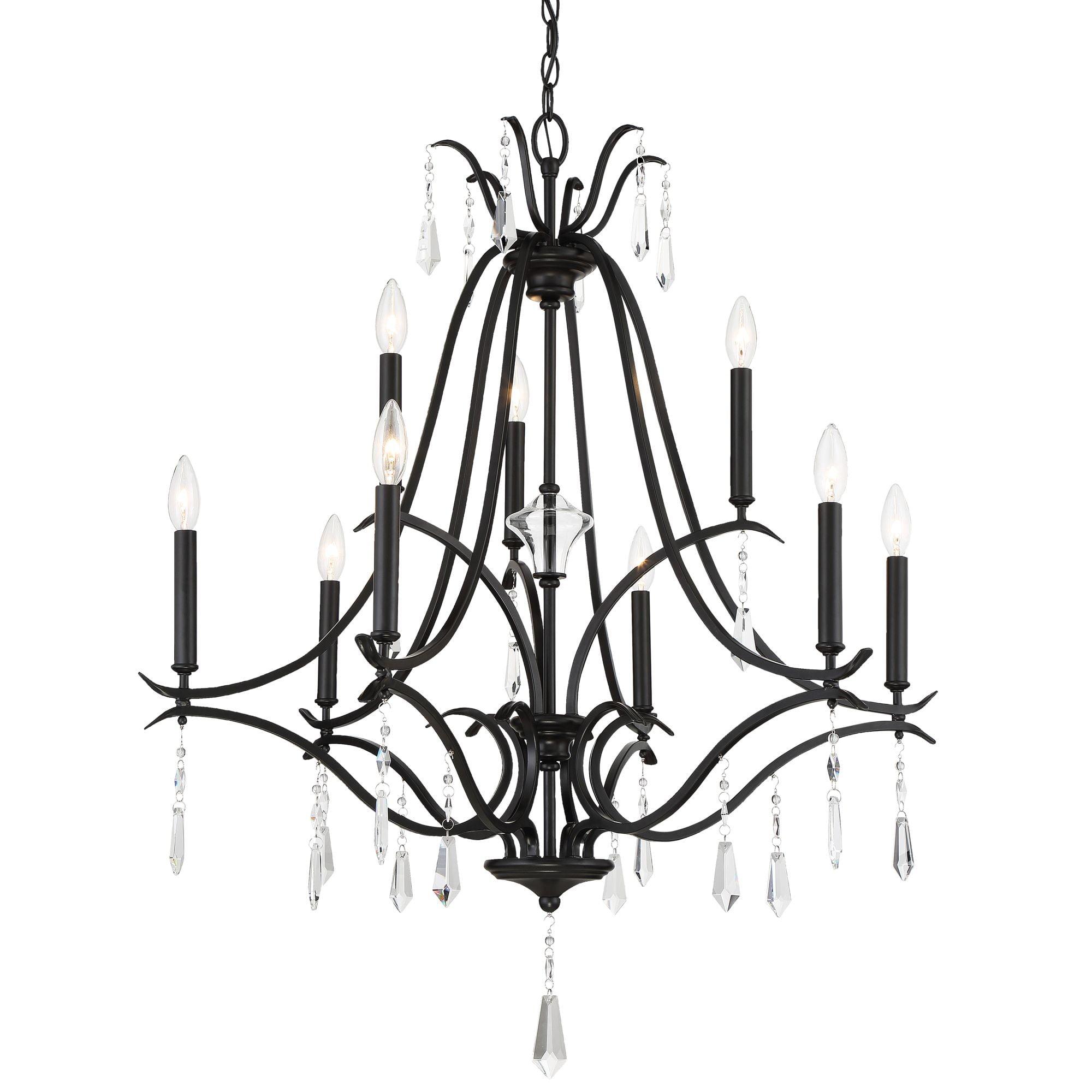 Coal Finish 9-Light Clear Glass Tiered Chandelier