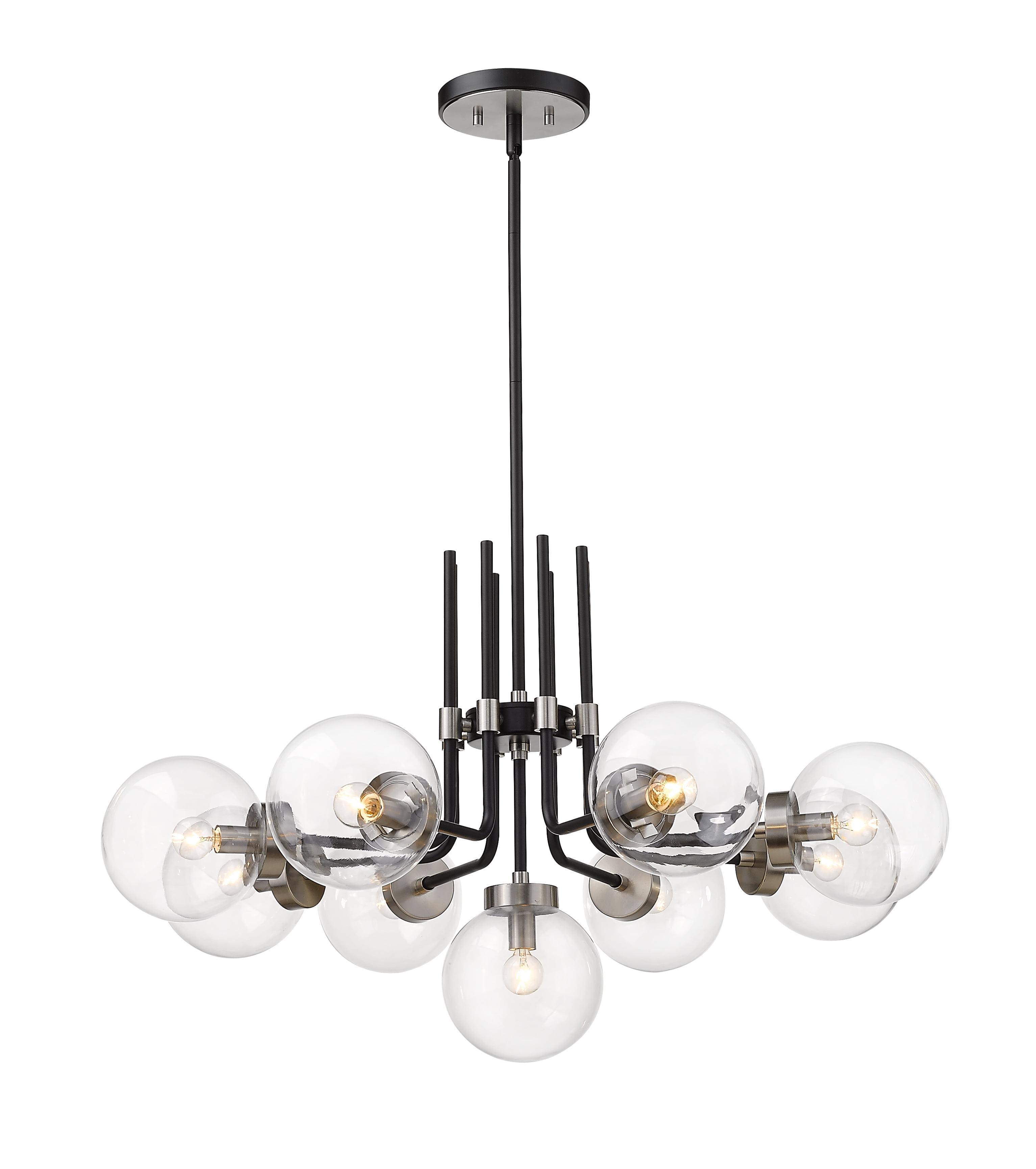 Majestic Matte Black and Brushed Nickel 9-Light Chandelier