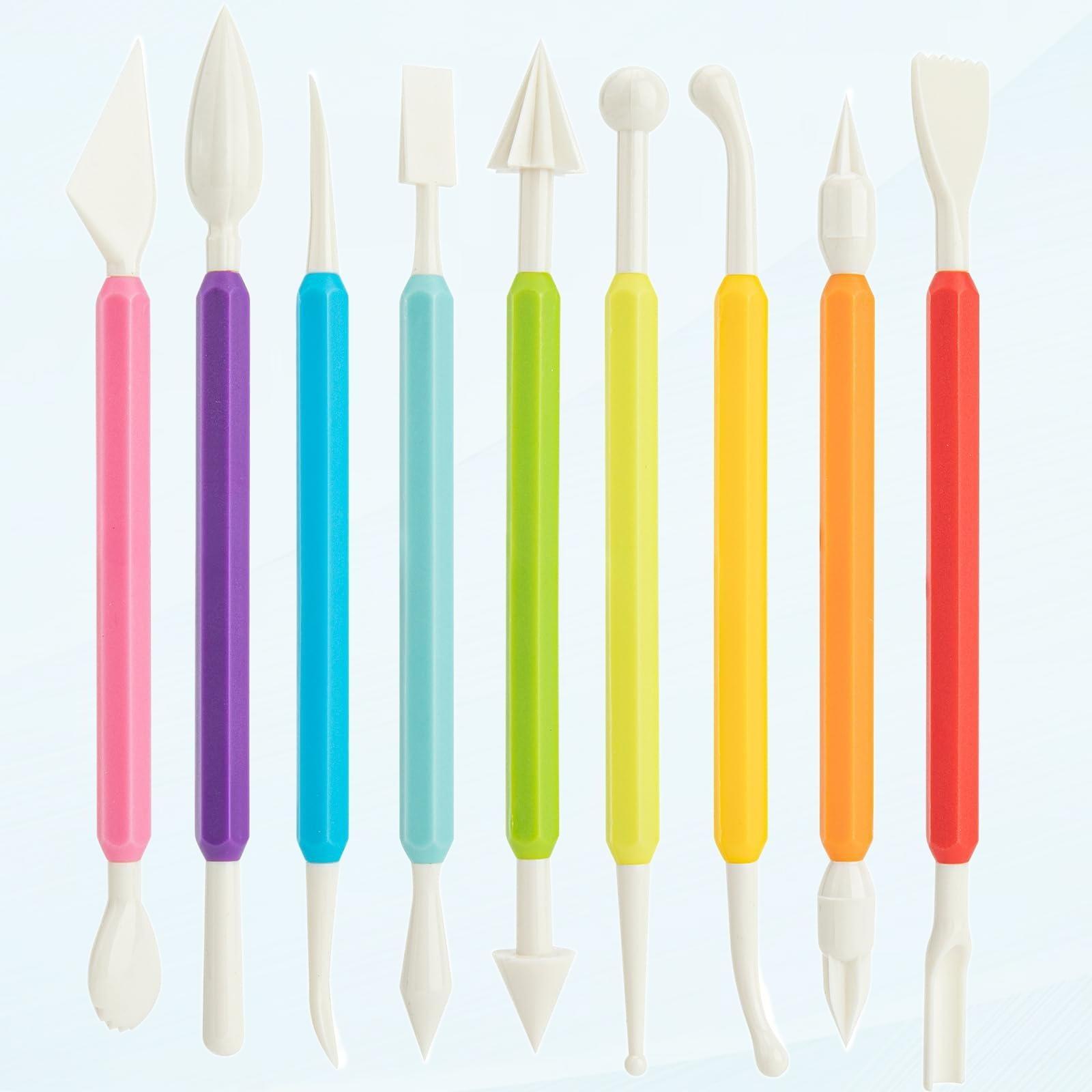 9 Pieces of Clay Carving Tools, Children's Plastic Modeling Clay Tools, Double-Headed Plastic Ceramic Pottery Tool kit, Handicraft Clay Modeling DIY kit Chef Decoration Modeling and Carving Tools