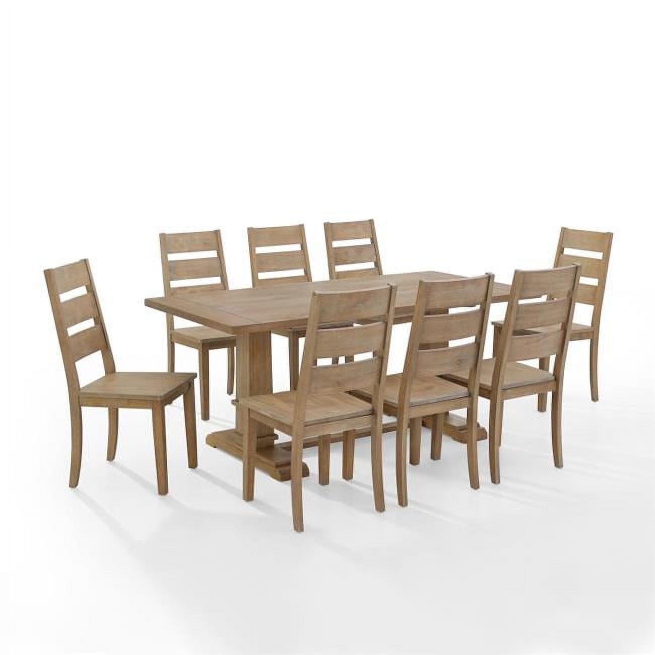 Rustic Brown 9-Piece Ladder Back Dining Set with Trestle Table