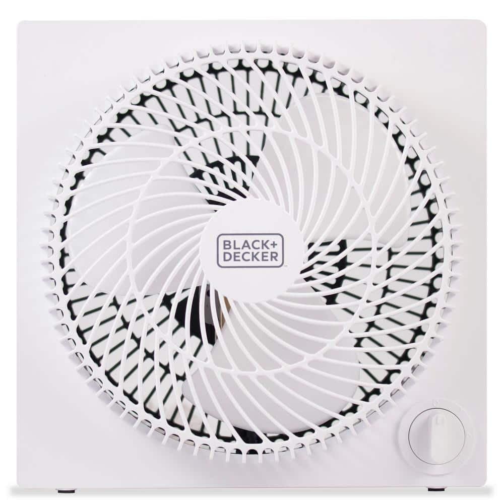 Sleek Frameless 9" White Box Fan with Remote Control, 3-Speed