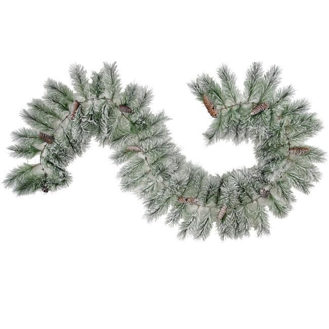 9 ft. Frosted Pine Cone Christmas Garland with Artificial Snow