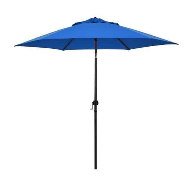 Astella 9' Pacific Blue Steel Market Umbrella with Push Tilt