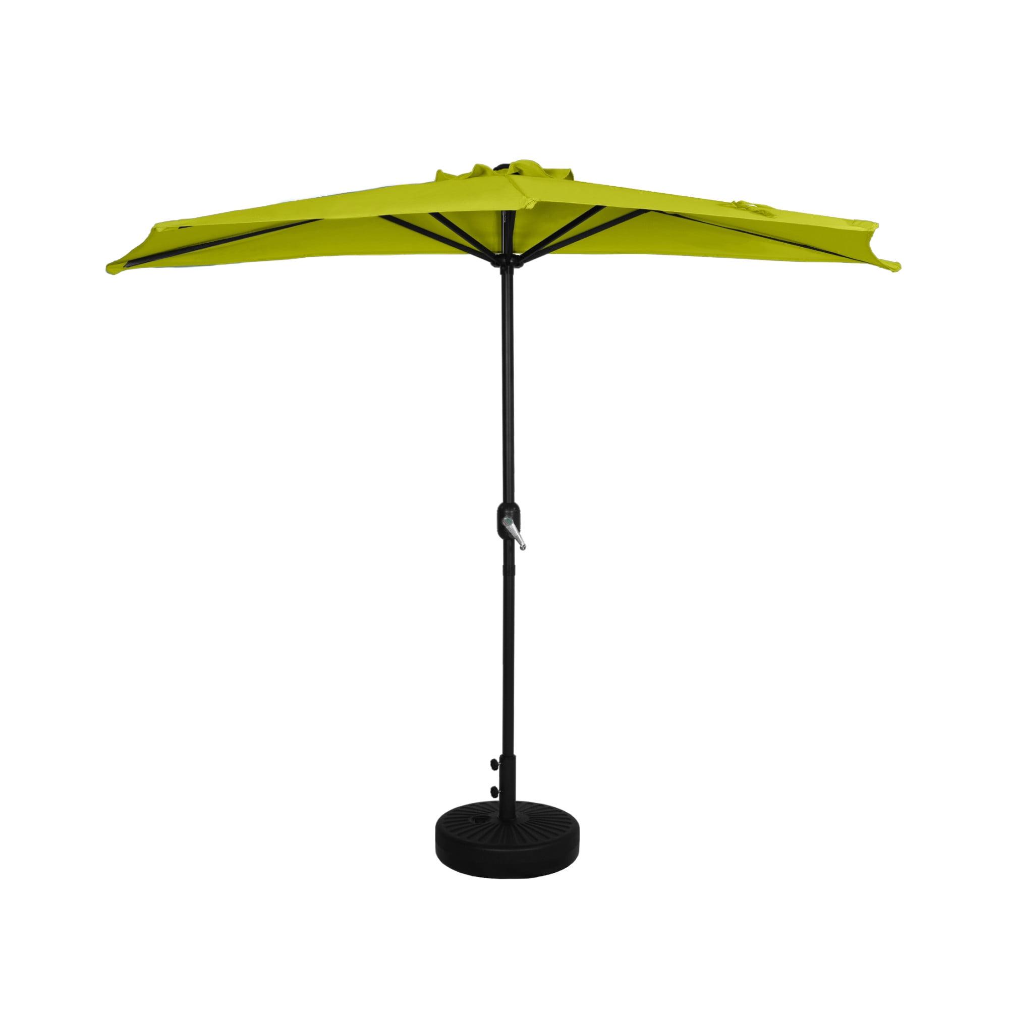 Lime Green 9 ft Half Round Patio Umbrella with Black Base