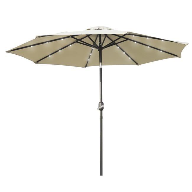 Sierra 9 ft Cream Outdoor Patio Umbrella with Solar LED Lights