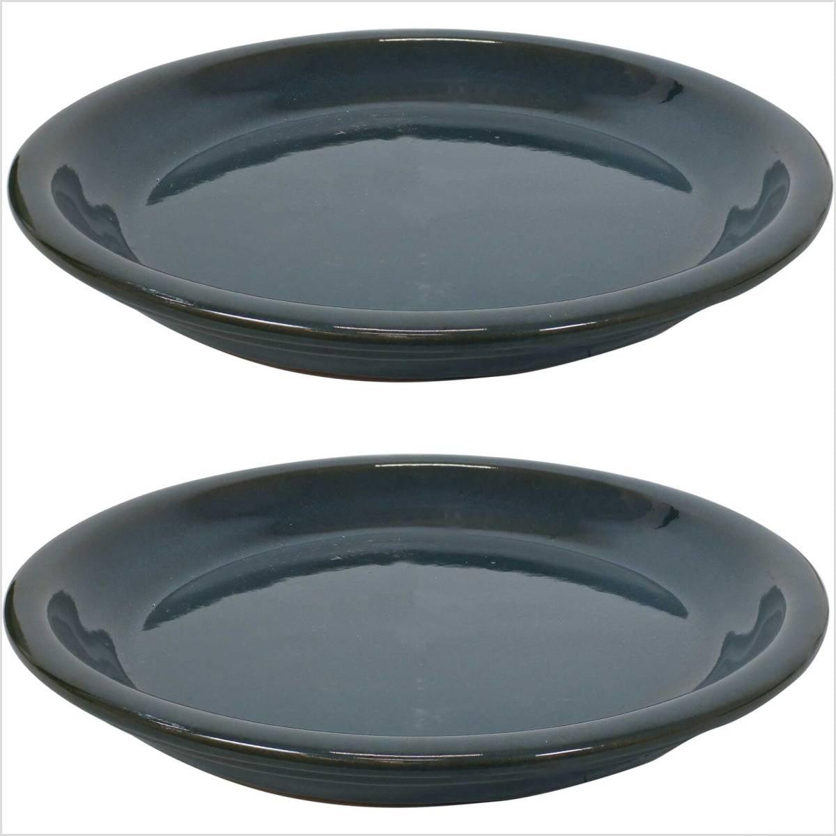 Forest Lake Green Glazed Ceramic Indoor/Outdoor Planter Saucer Set