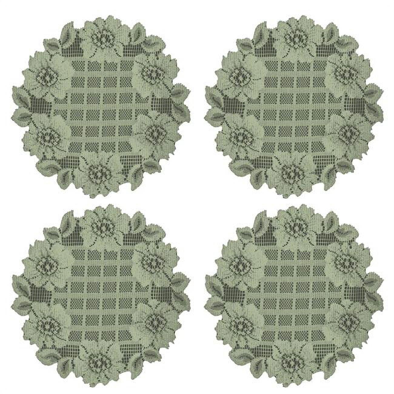 9 in. Floral Trellis Round Doilies, Fern - Set of 4