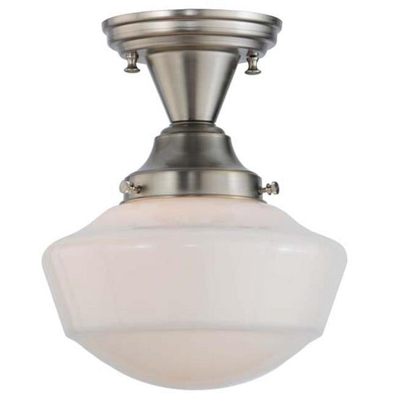 Revival Schoolhouse Globe Semi-Flushmount in Brushed Nickel