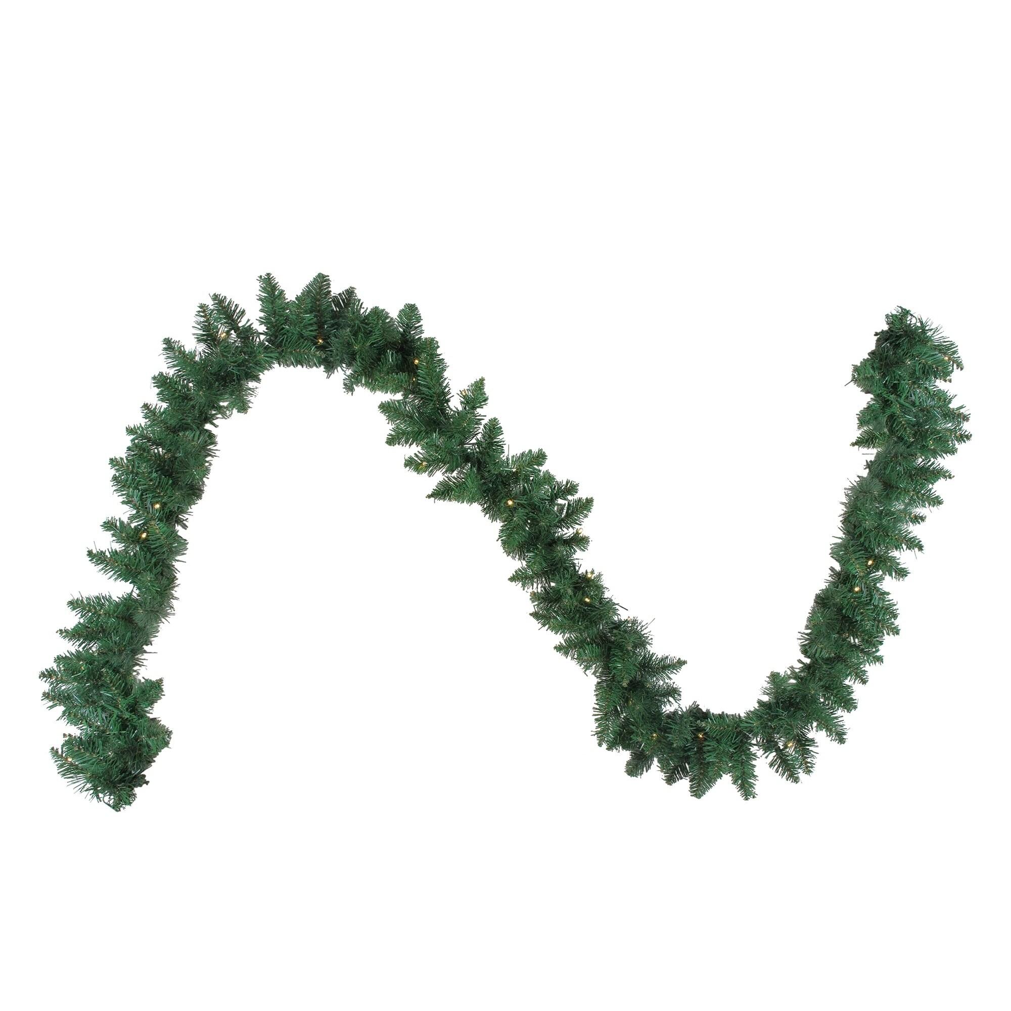 9' Pre-Lit Warm White LED Pine Christmas Garland