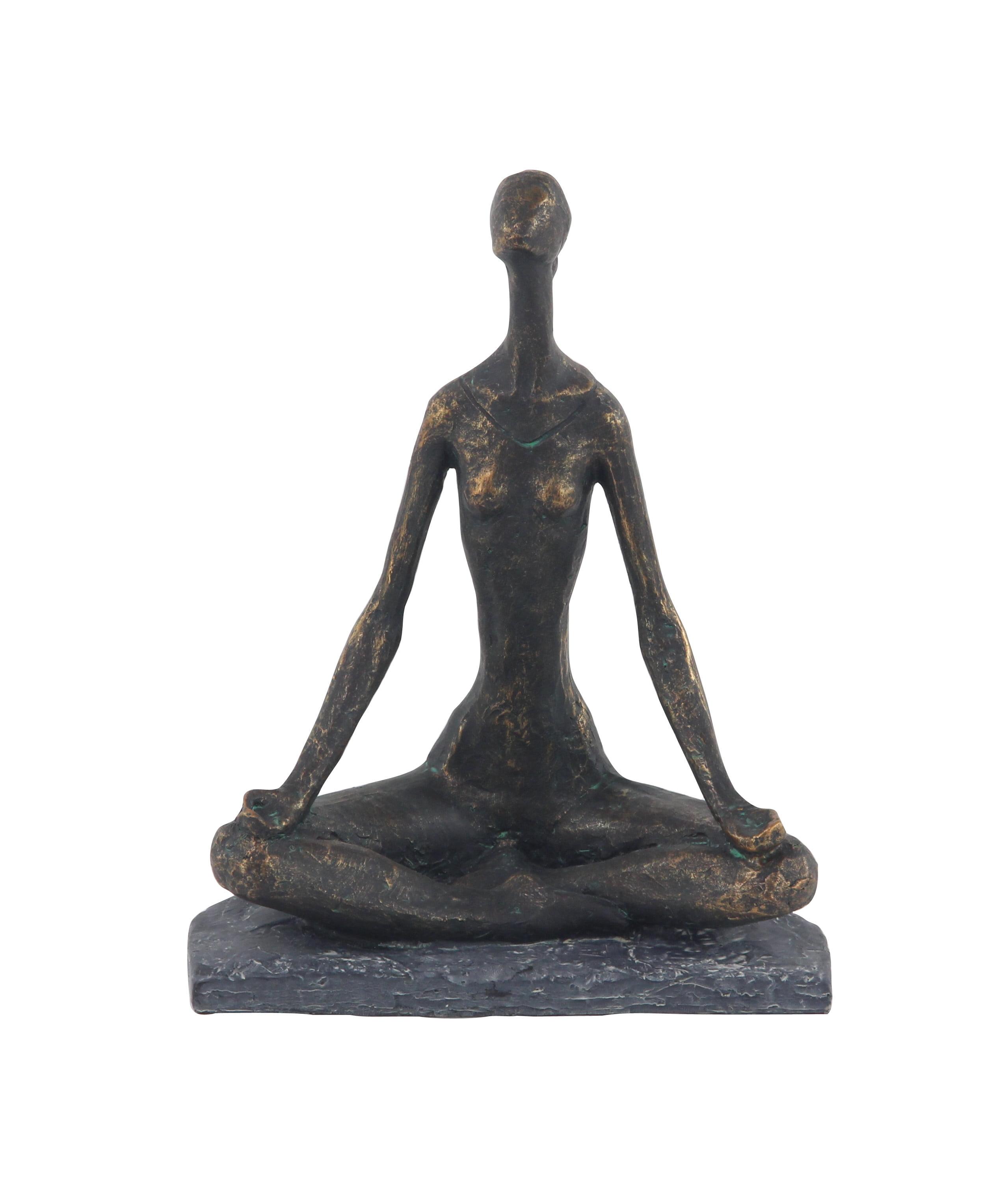 11" Black Resin Weathered Industrial Yoga Sculpture