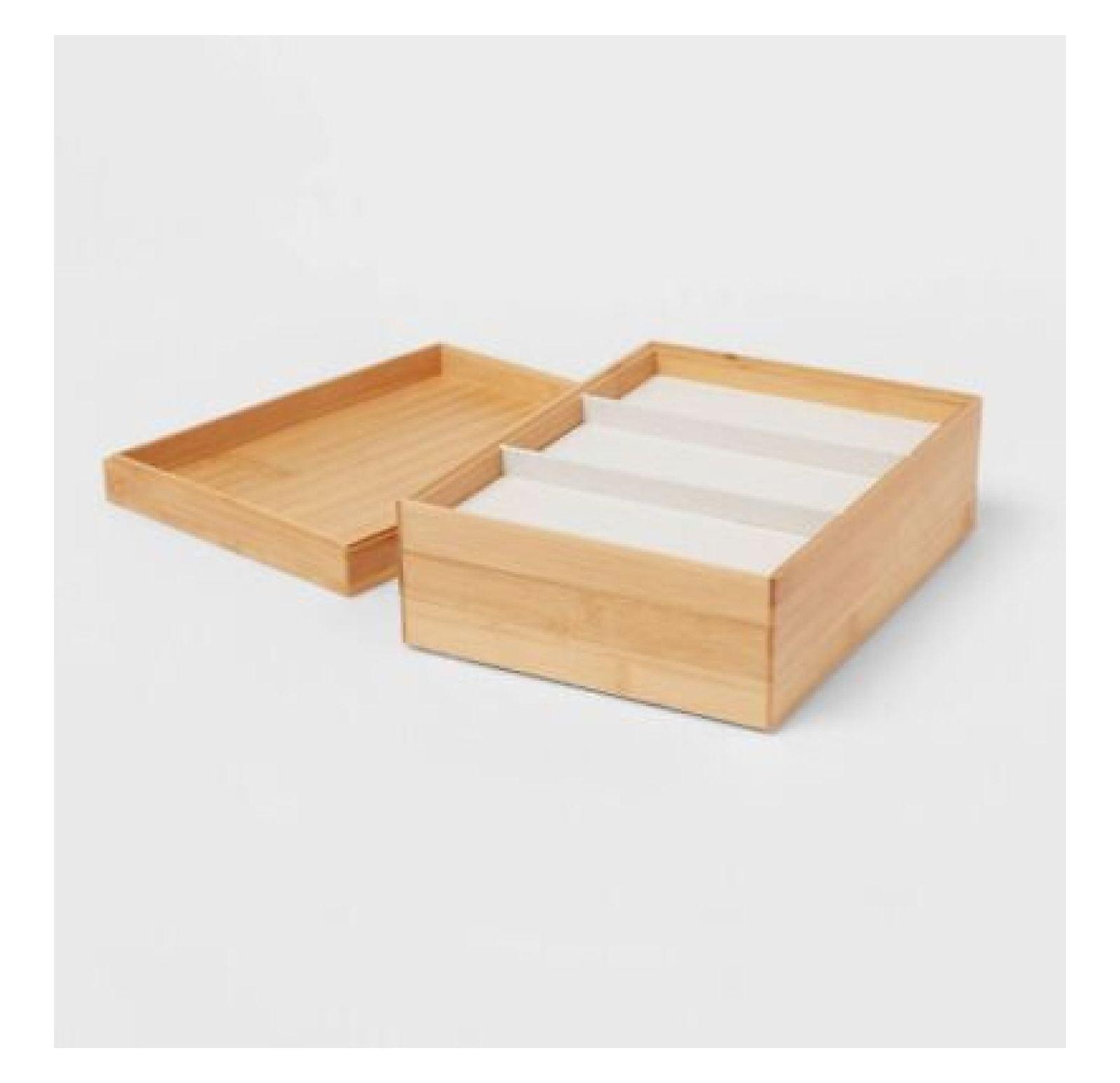 Stackable Bamboo Jewelry and Accessory Tray with Lid