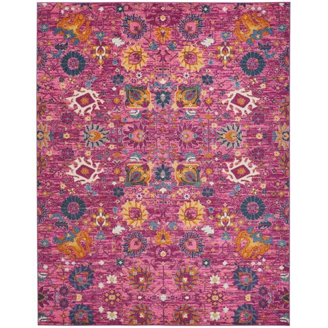 Fuchsia Floral Fantasy 9' x 12' Synthetic Easy-Care Rug