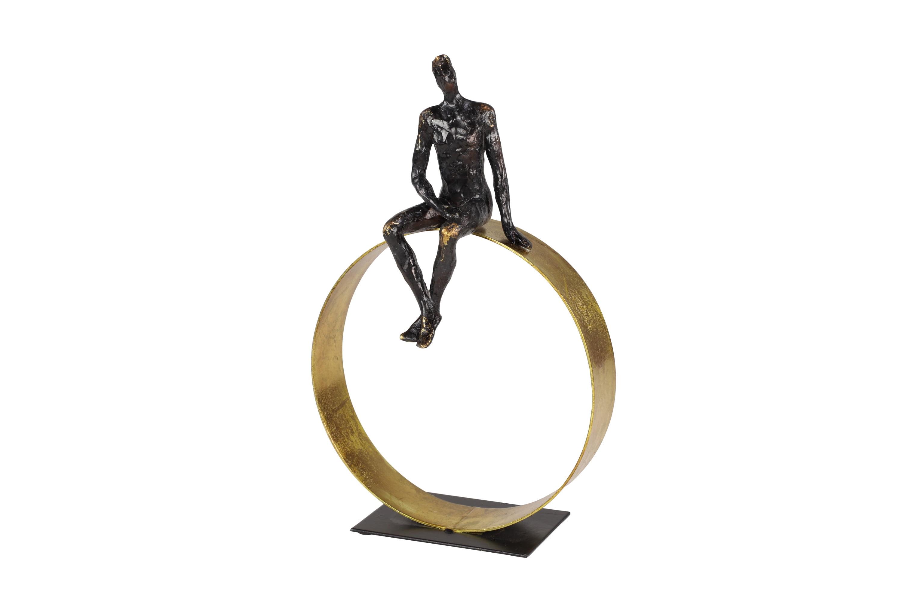 Black and Gold Resin Human Figurine on Circular Base