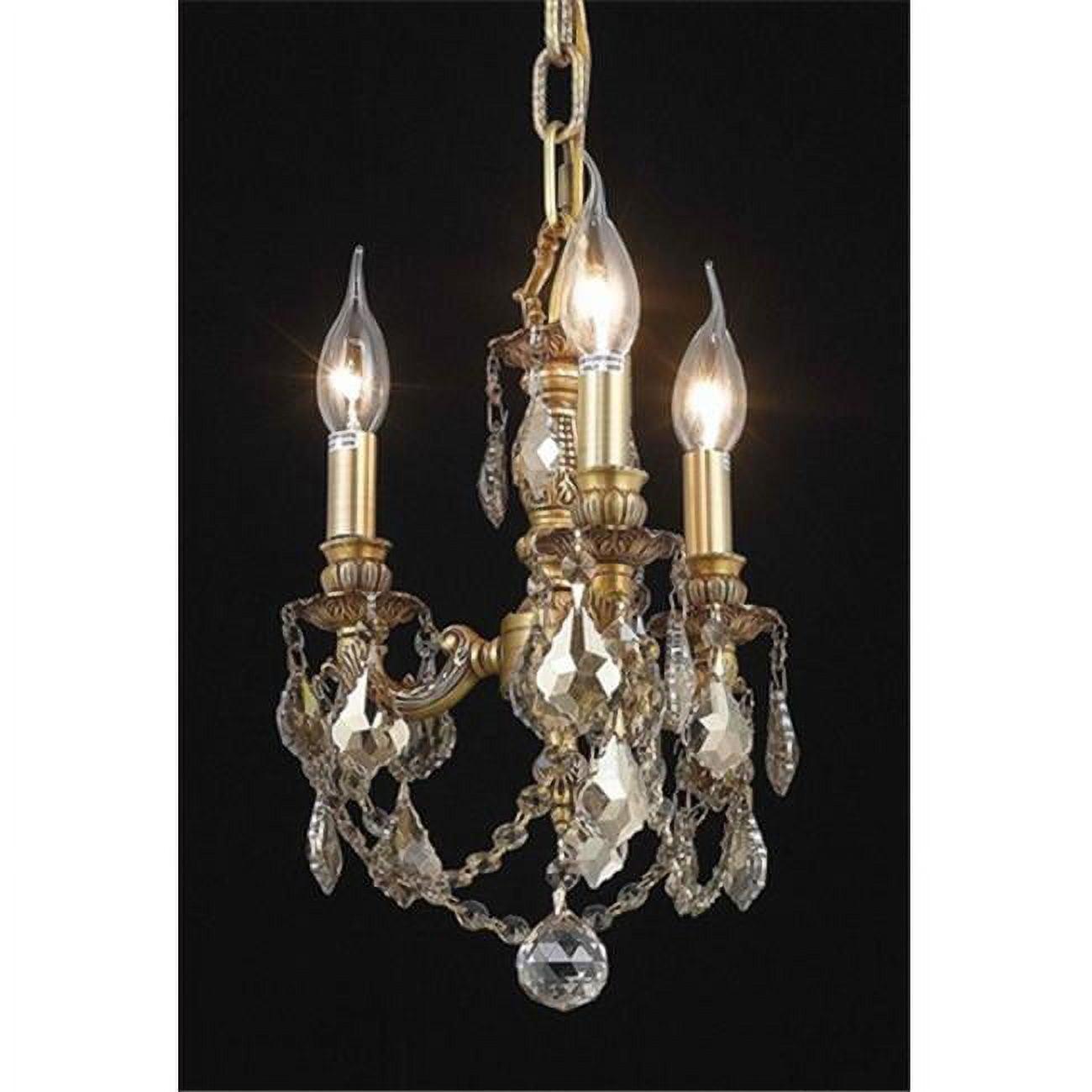 Lillie 3-Light French Gold Pendant with Golden Teak Royal Cut Crystal