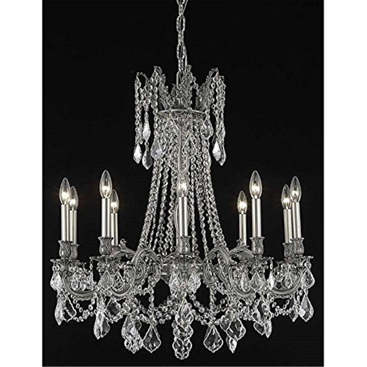 Rosalia 10-Light Pewter Chandelier with Royal Cut Clear Crystals