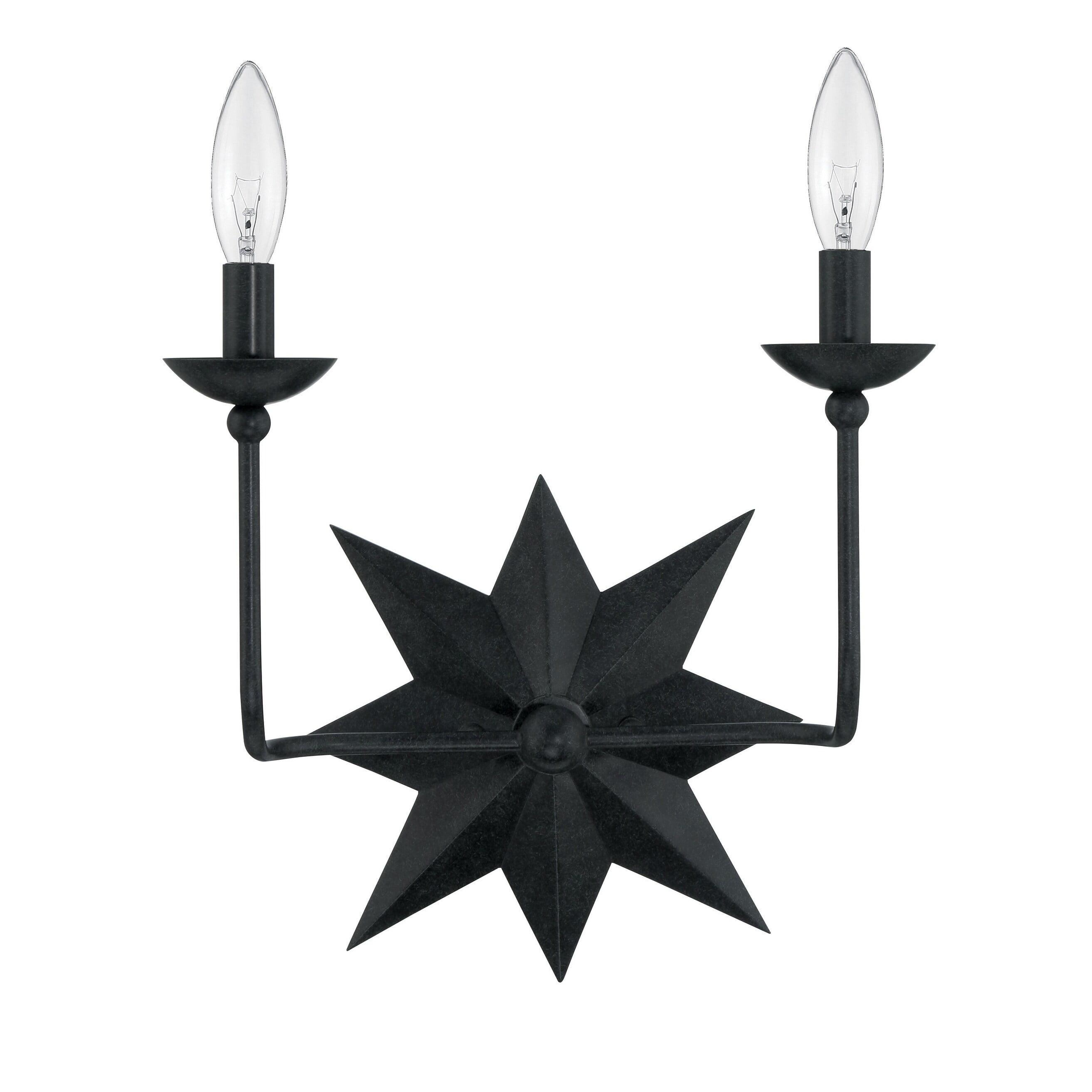 Crystorama Astro 2 Light Black Wall Mount - 13"W x 15.25"H x 6"D