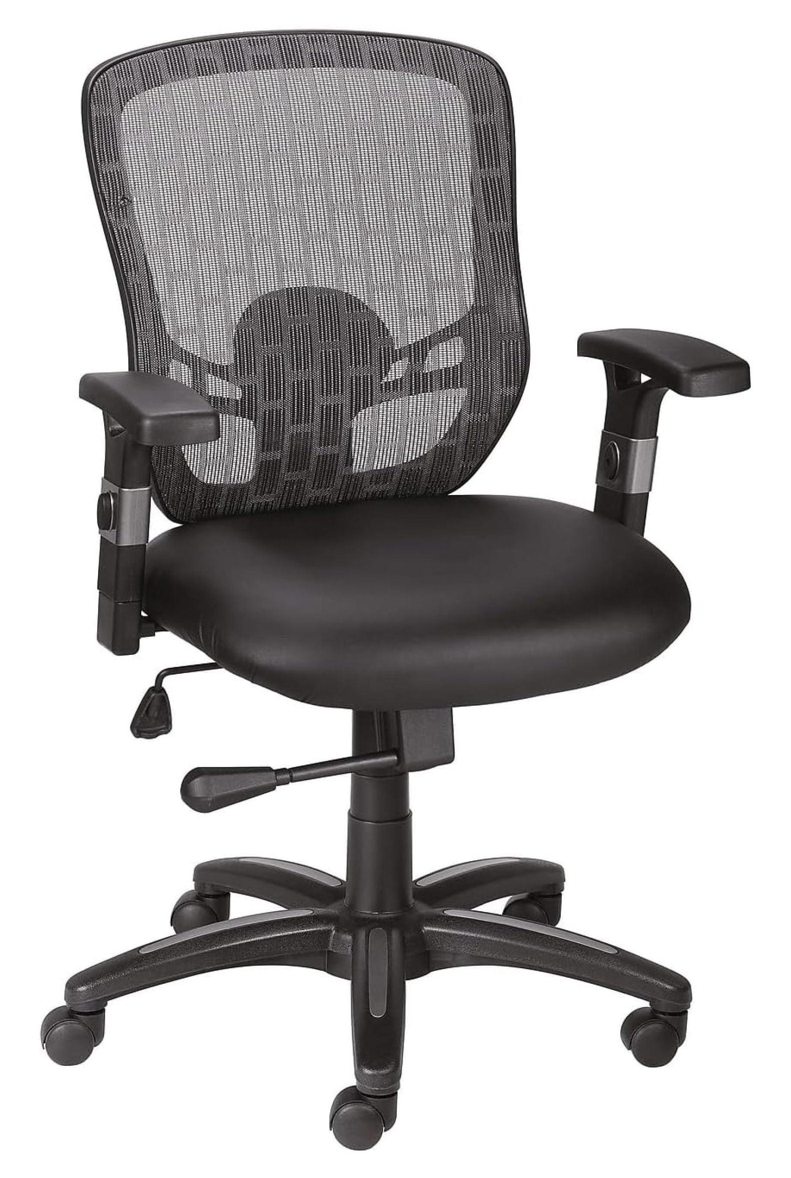 LuxComfort Black Mesh & Faux Leather Adjustable Task Chair