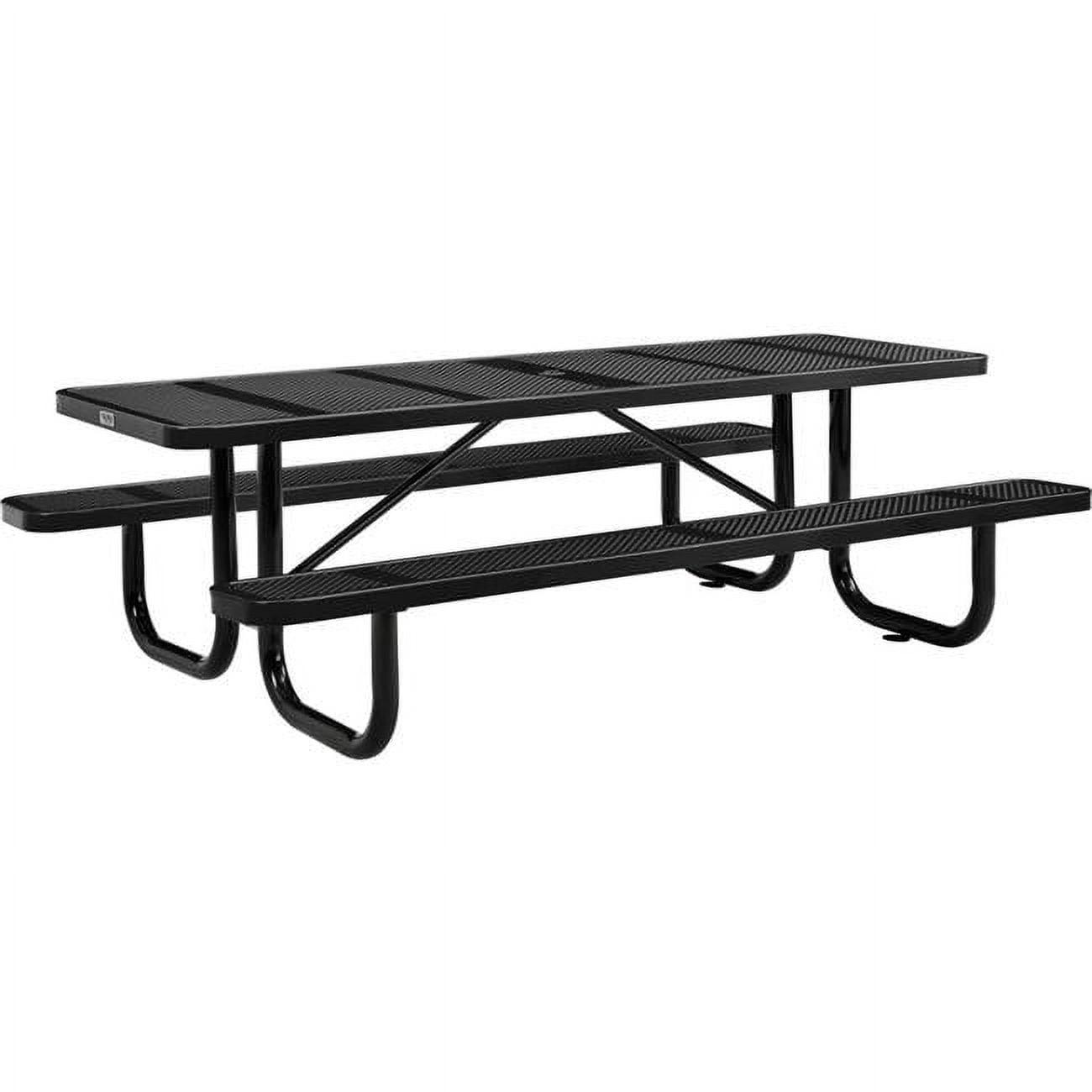 96" Black Perforated Metal Outdoor Picnic Table