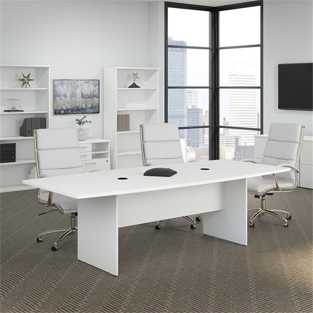 BBF 96W x 42D Boat Shaped Conference Table with Wood Base