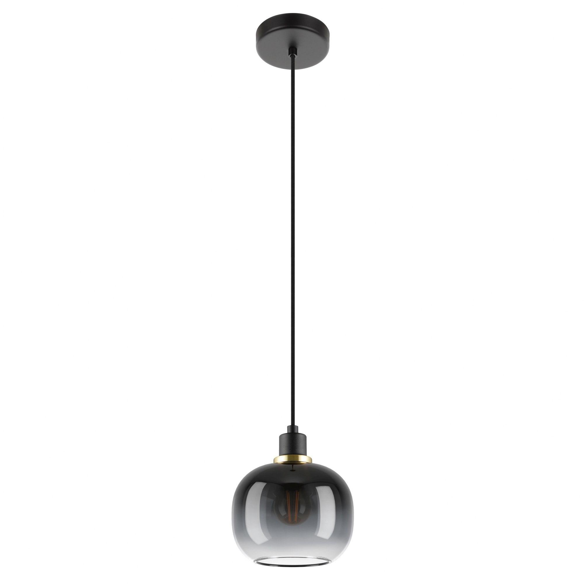 EGLO 1-Light Oilella Pendant Structured Black Finish with Vaporized Black Glass Shade: Vintage-Inspired, Adjustable Cord