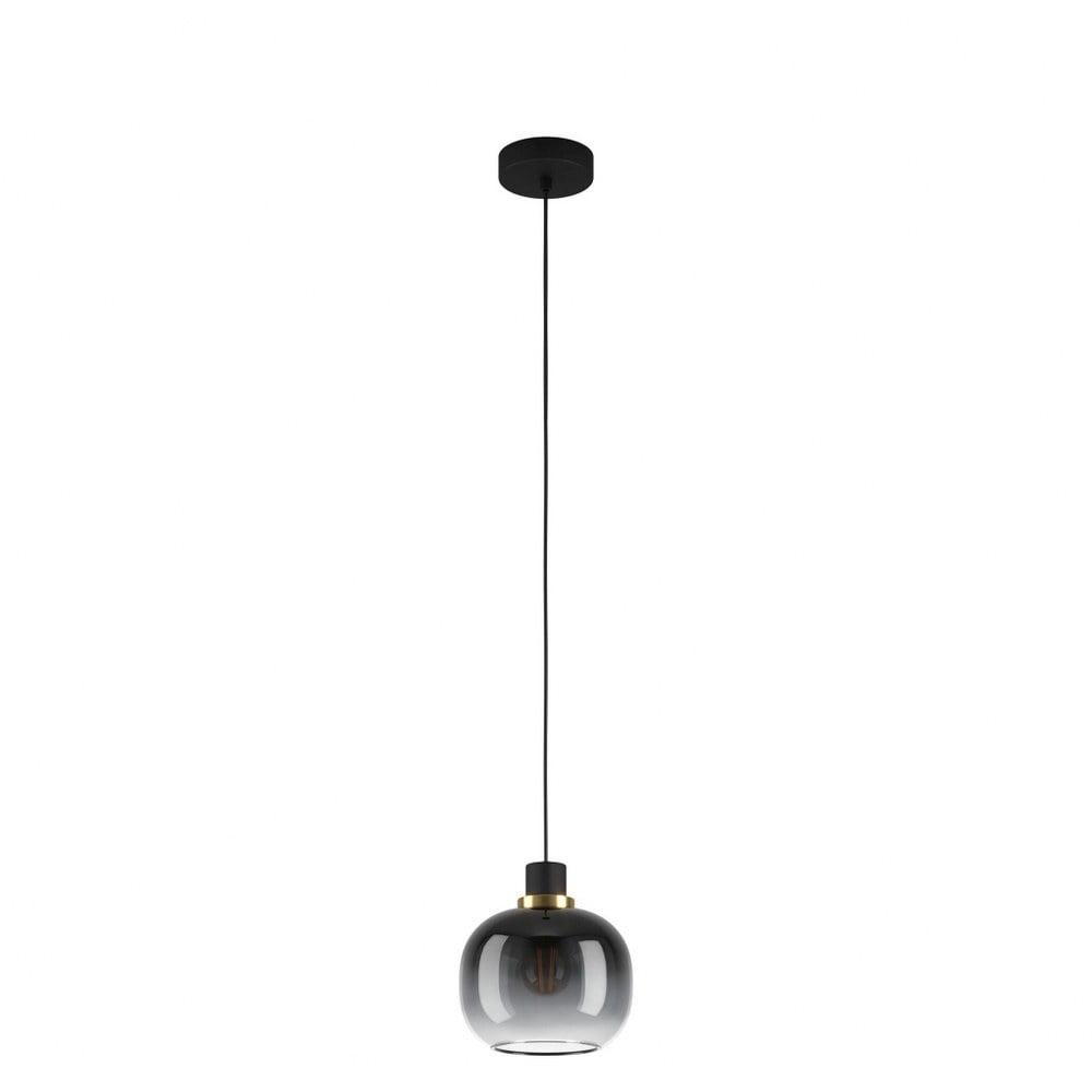 EGLO 1-Light Oilella Pendant Structured Black Finish with Vaporized Black Glass Shade: Vintage-Inspired, Adjustable Cord