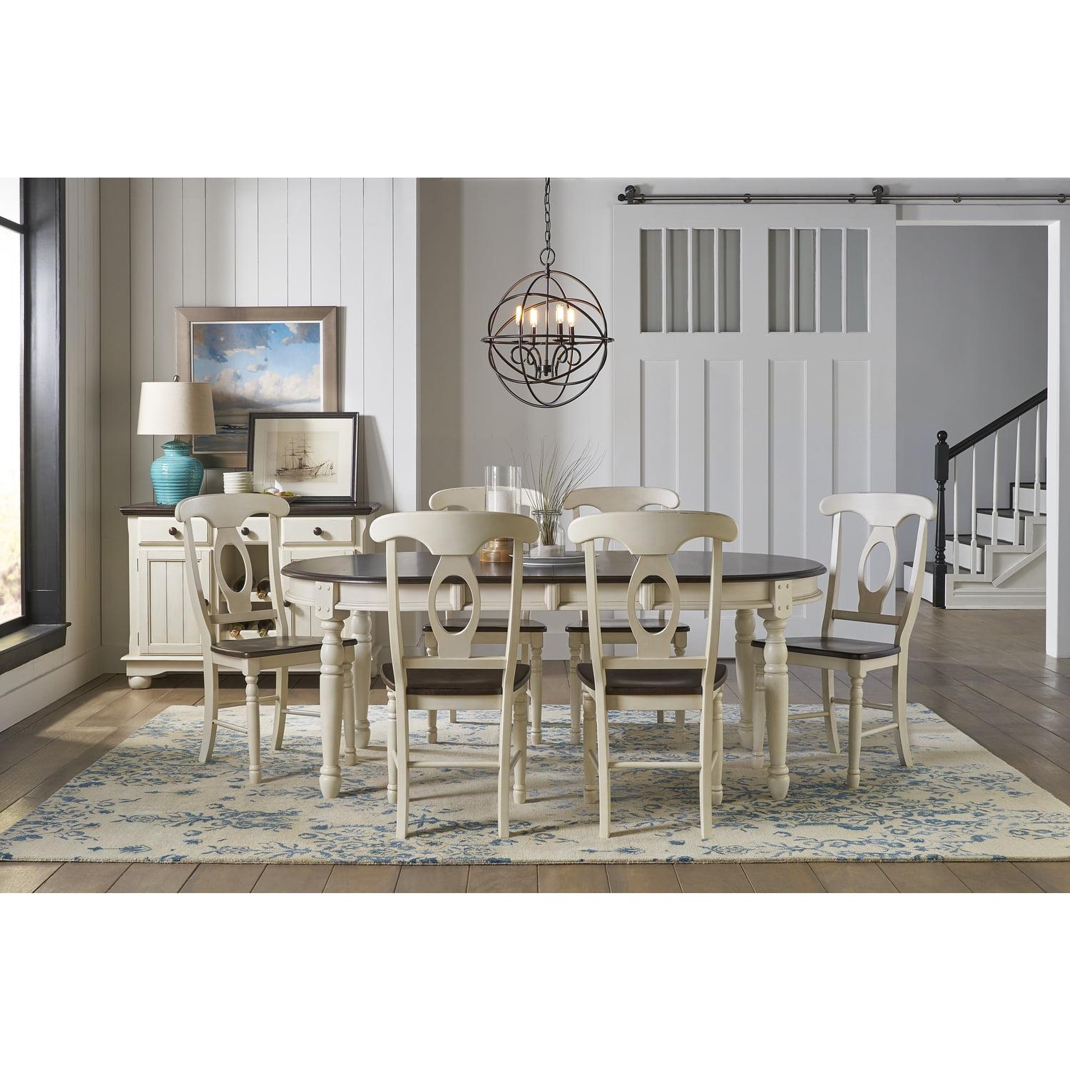 Transitional Beige-Brown Solid Wood Oval Extendable Dining Table