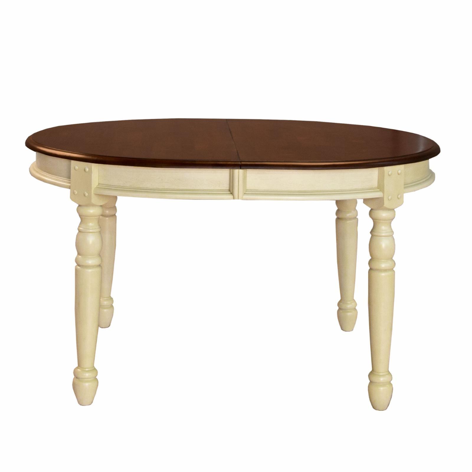 Buttermilk and Merlot Oval Extendable Dining Table