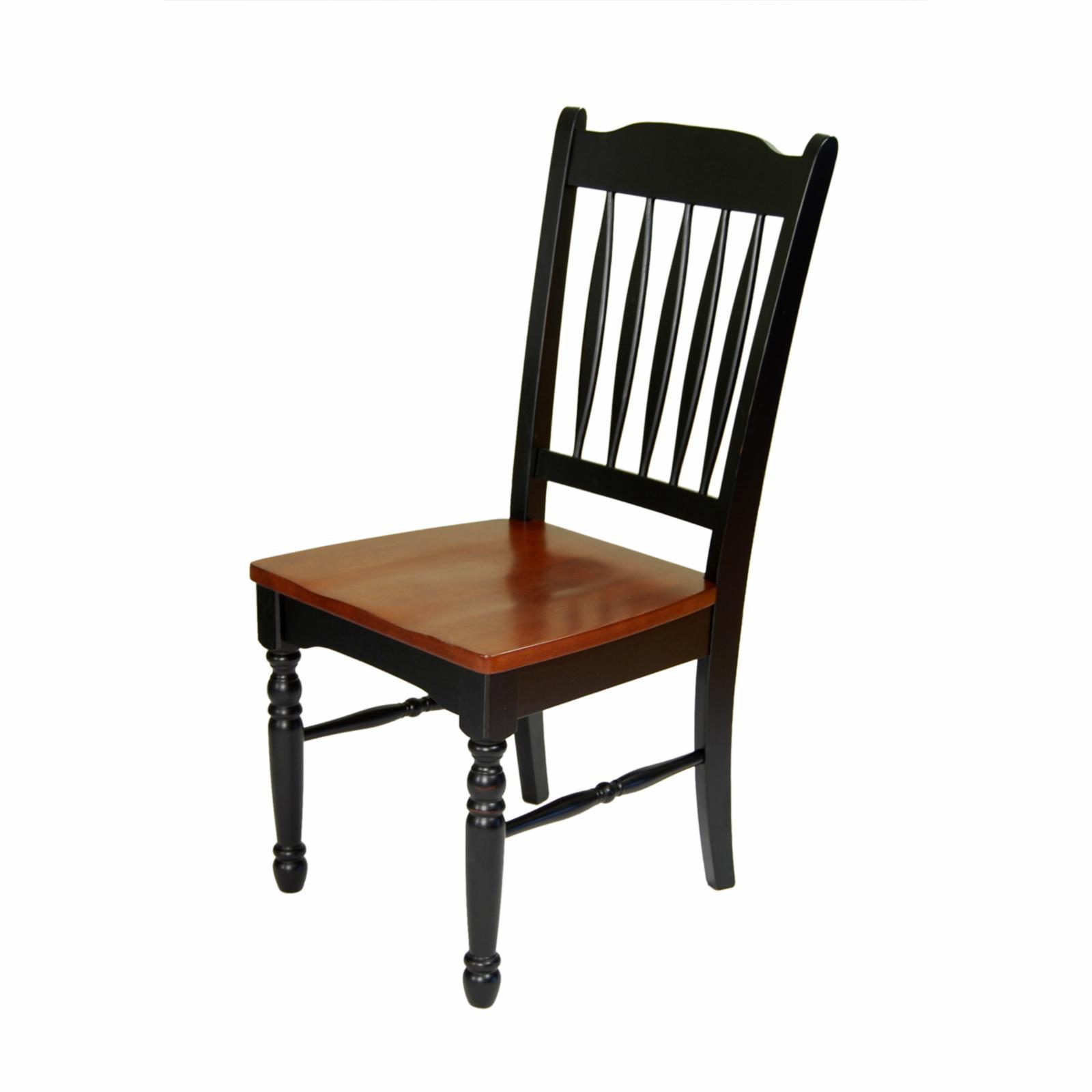 Traditional Oak-Black Slatback Side Chair