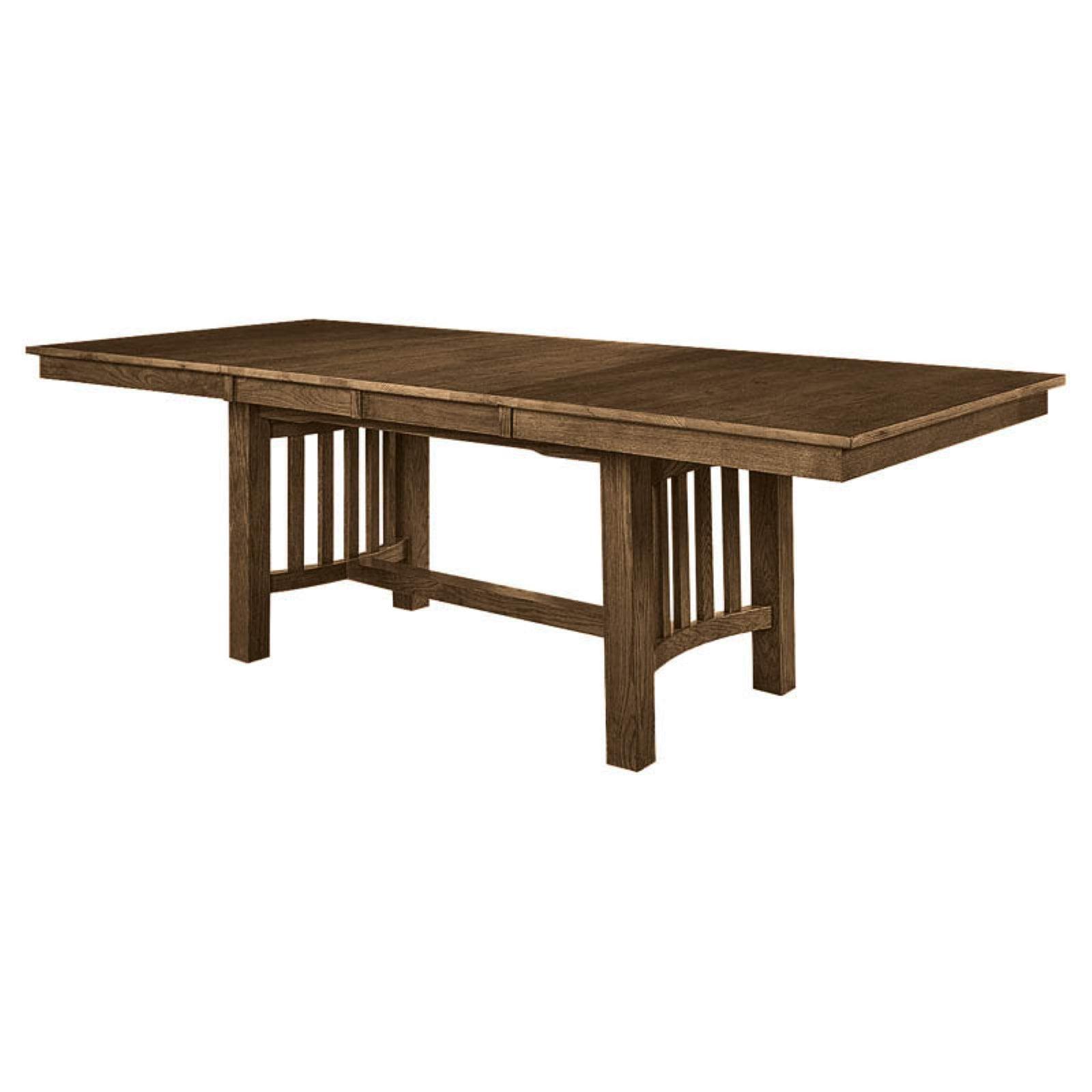 Transitional Rustic Oak Extendable Dining Table with Self-Storing Leaves