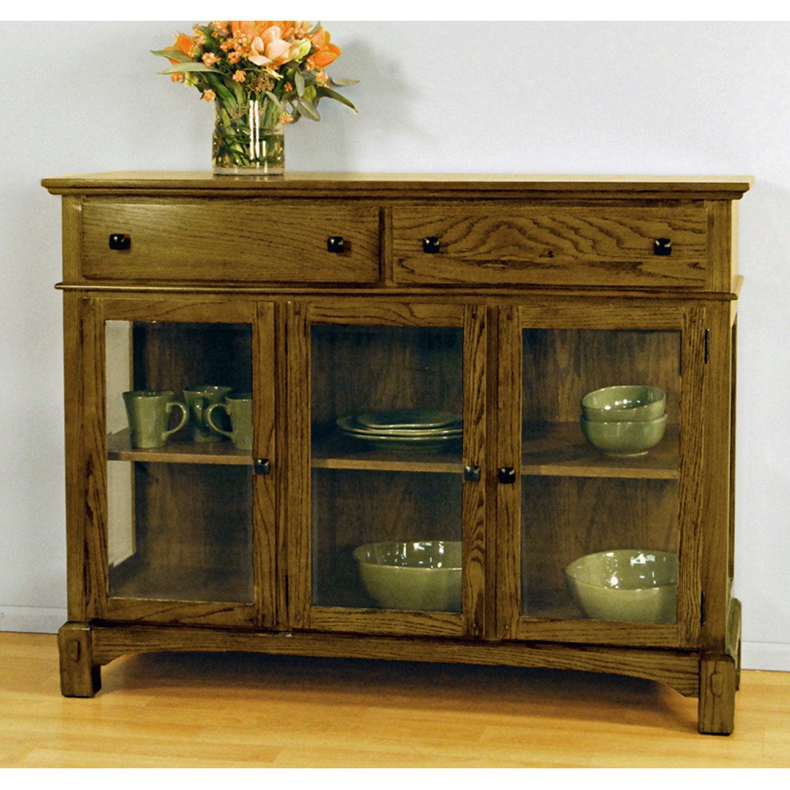 Laurelhurst 54" Rustic Oak Transitional Sideboard with Bronze Hardware