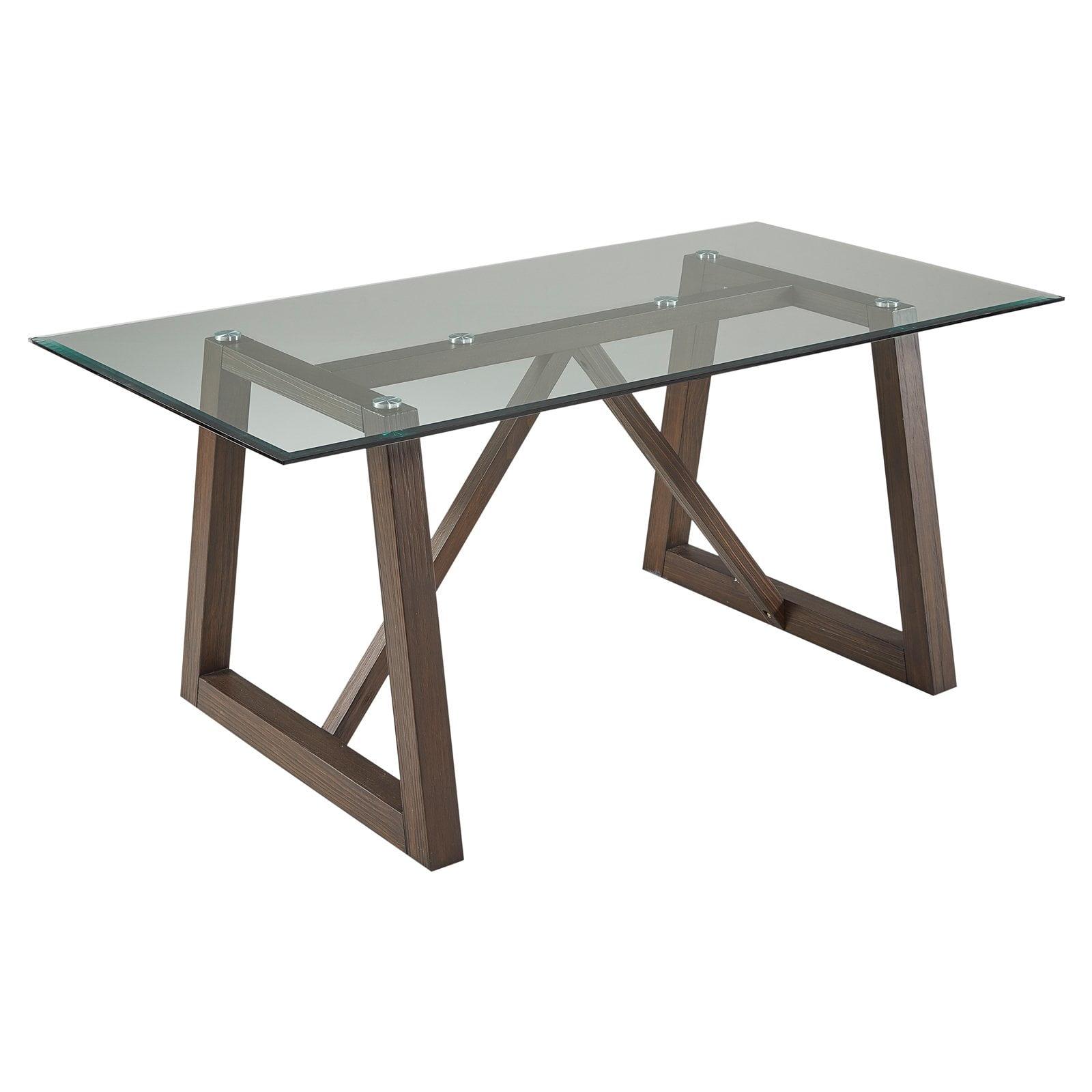 Carob Brown Pine and Glass 72" Extendable Trestle Dining Table